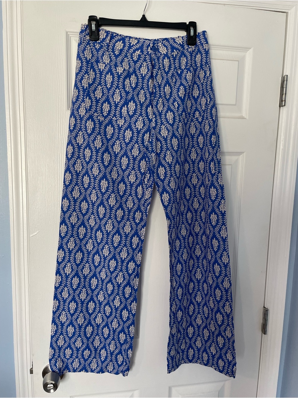 Zara Blue Printed Wide-Leg crop pants M